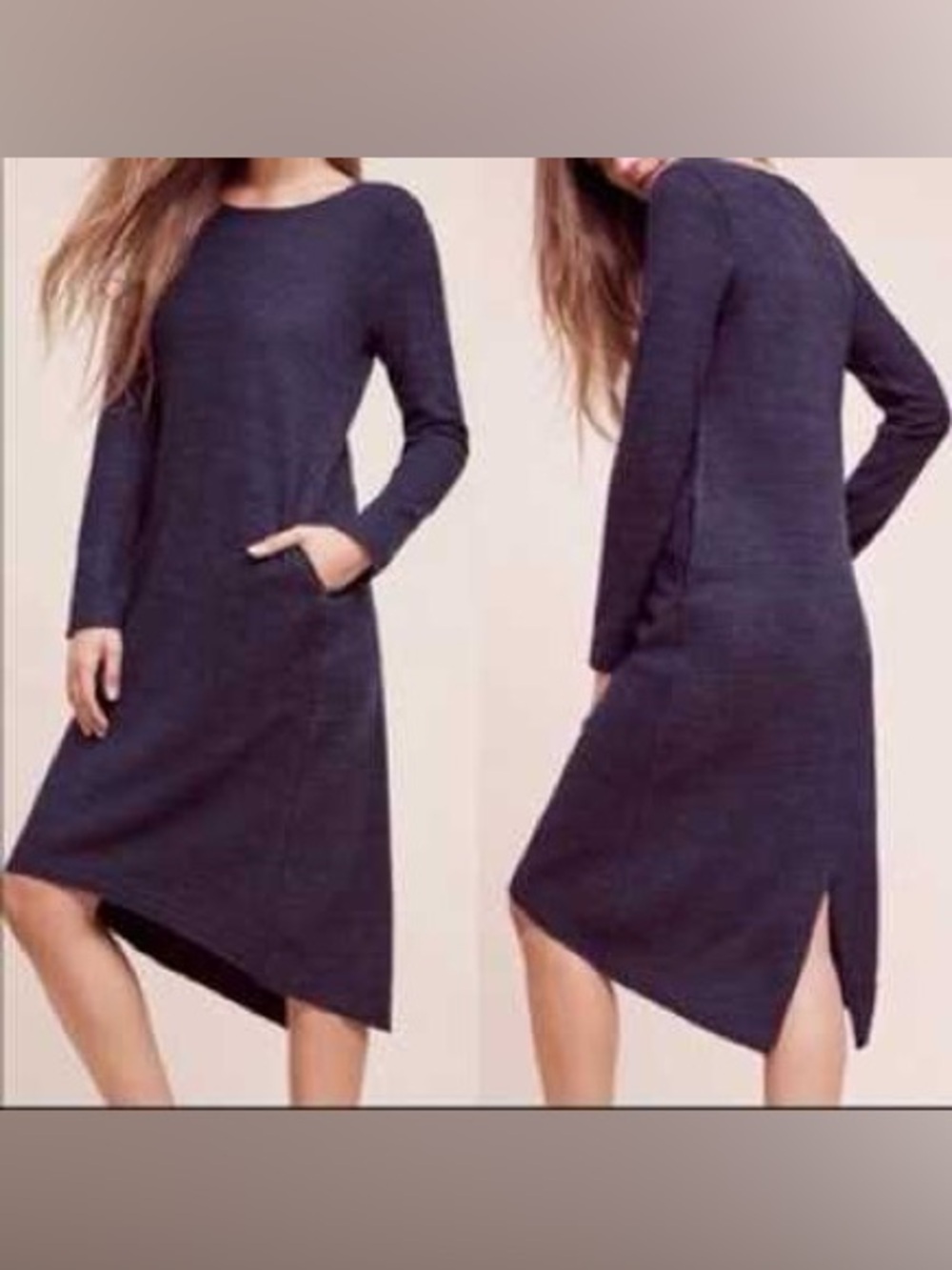Moth Anthropologie Navy Knit Midi Sweater Dress Size M